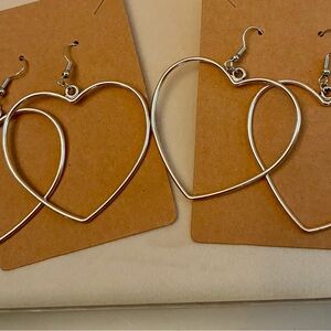 Silver Heart Hoop Earrings